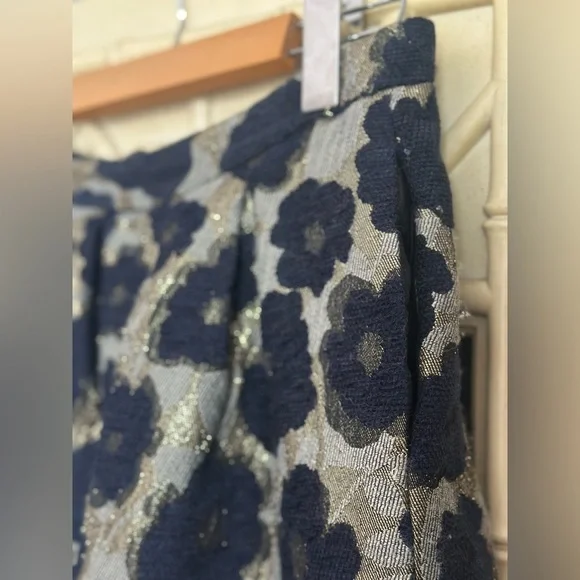 Anthropologie Dress Gallery Floral Brocade Navy and Gold Skirt Size medium EUC - Picture 5 of 12